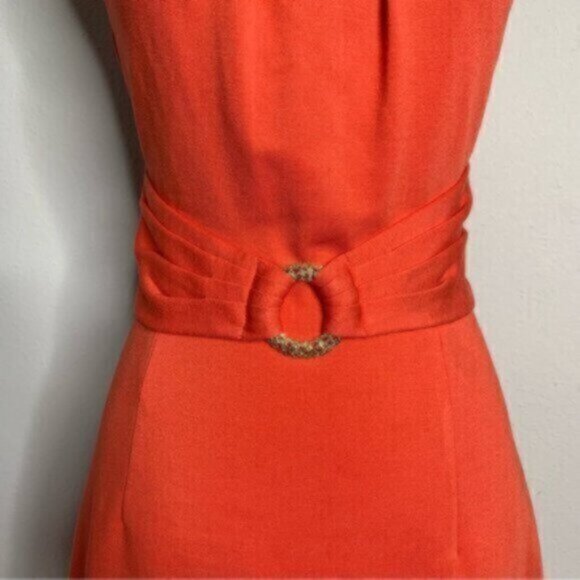 NWOT Trina Turk Orange Sleeveless Belted Sheath Dress - Picture 8 of 14